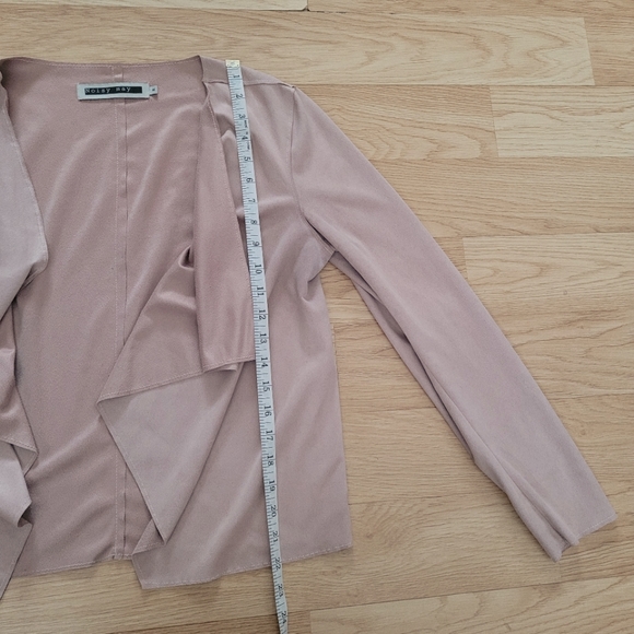 Faux Suede Soft Dusty Pink Open Cardigan Shrug - M - Picture 7 of 9
